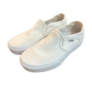 White Platform Van Slip-on Shoes